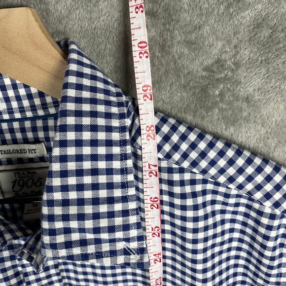 Jos A Bank 1905 Tailored Fit Button Down Dress Shirt Blue Plaid Mens Size M - Picture 5 of 8